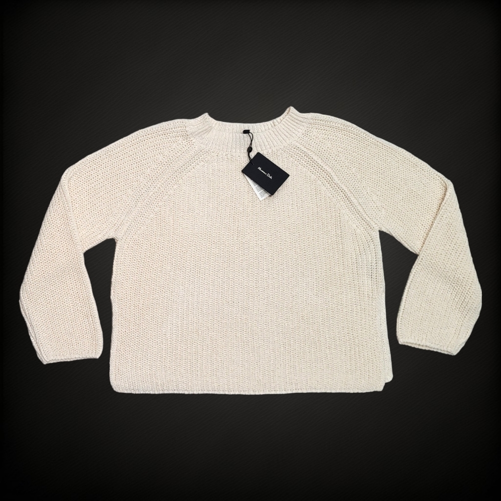 Women's Sweater MASSIMO DUTTI Purl Knit Linen & Cotton, Color Ivory, Size XS - Picture 15 of 15